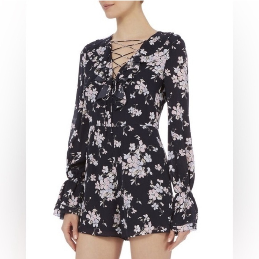 INTERMIX Floral Long Sleeve Dress - Black and Pink